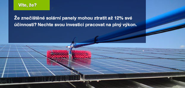 Víte, že znečištěné solární panely mohou ztratit až 22% své účinnosti? Nechte svou investici pracovat na plný výkon.